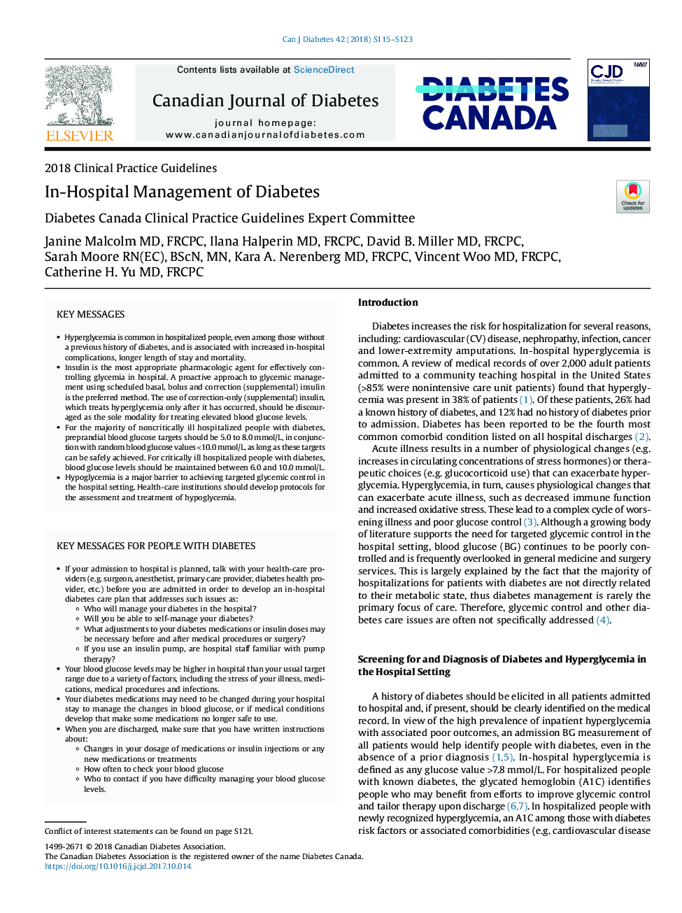 In-Hospital Management of Diabetes