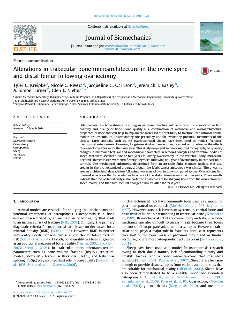 Alterations in trabecular bone microarchitecture in the ovine spine and distal femur following ovariectomy