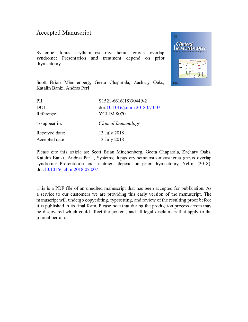 Systemic lupus erythematosus-myasthenia gravis overlap syndrome: Presentation and treatment depend on prior thymectomy