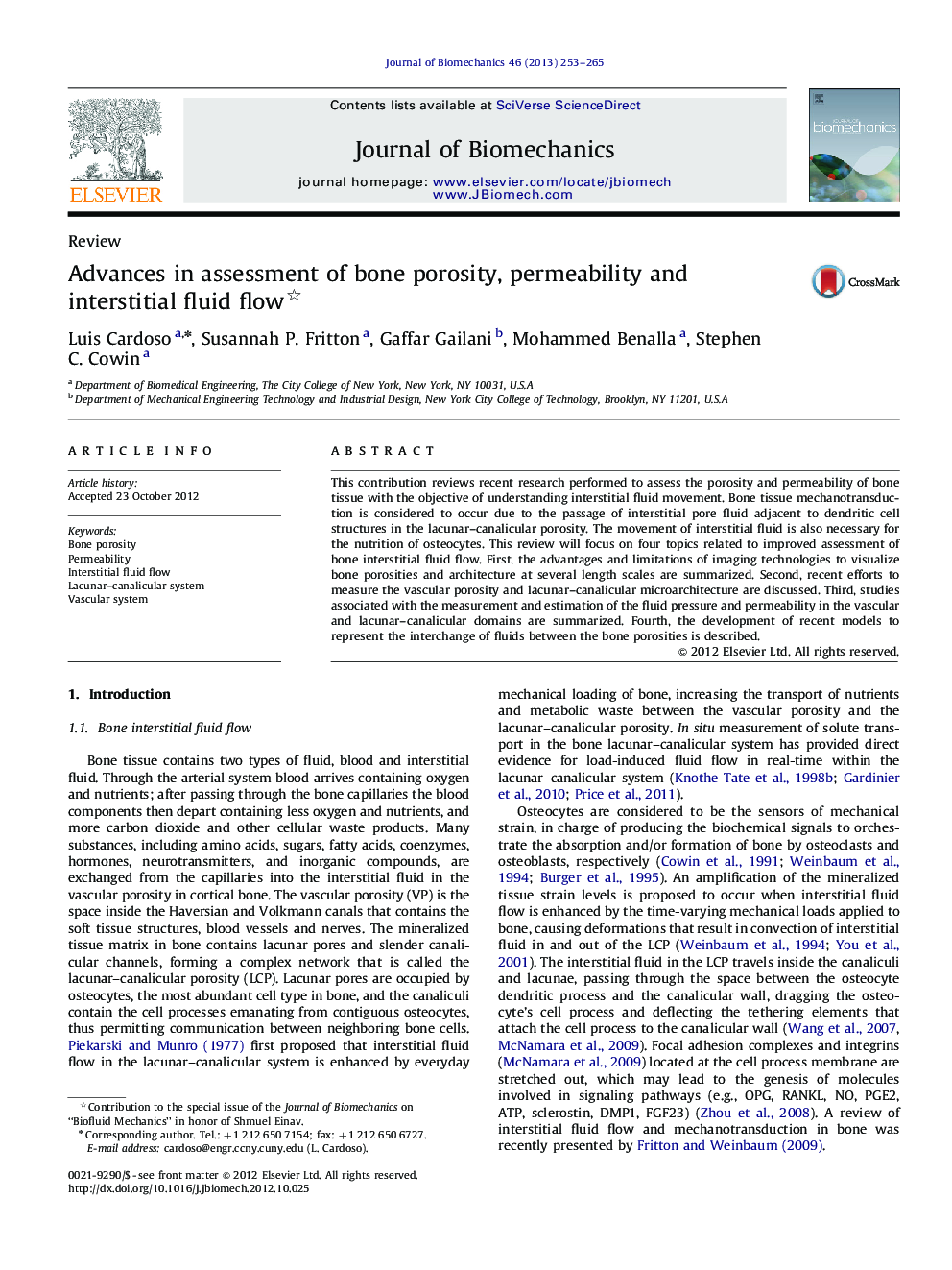 Advances in assessment of bone porosity, permeability and interstitial fluid flow 