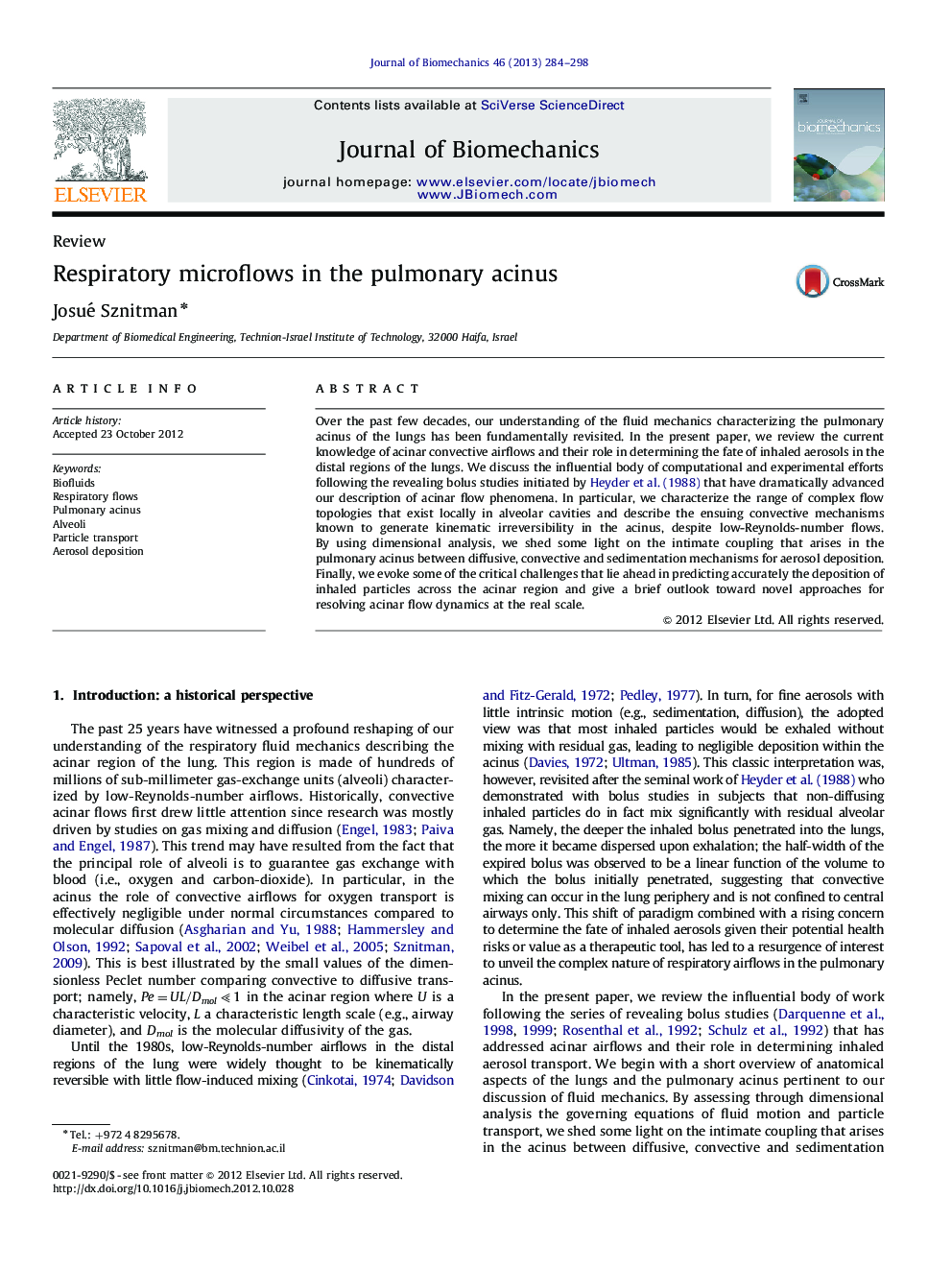 Respiratory microflows in the pulmonary acinus