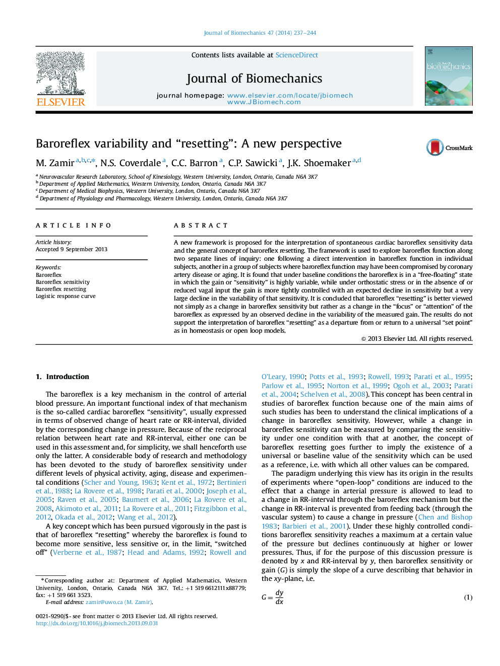 Baroreflex variability and “resetting”: A new perspective