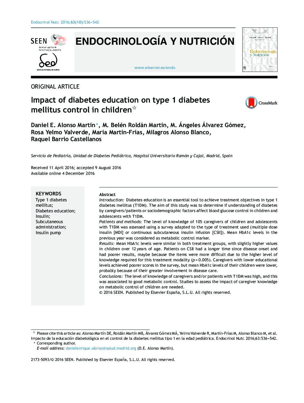 تأثیر آموزش دیابت بر کنترل دیابت نوع 1 در کودکان 