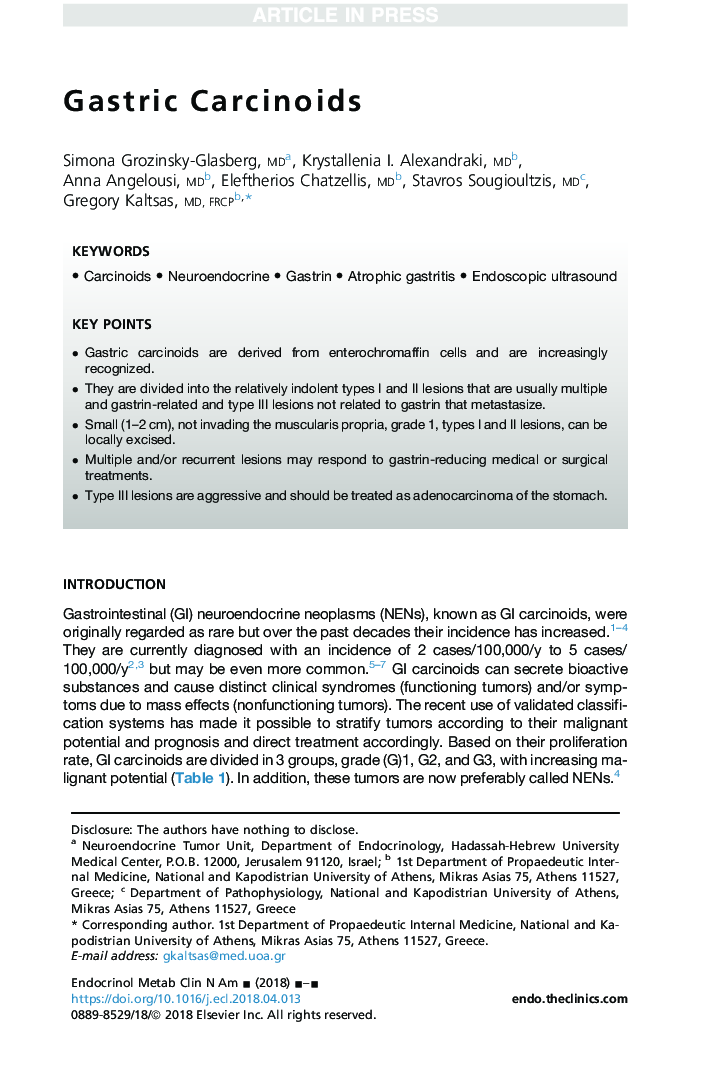 Gastric Carcinoids