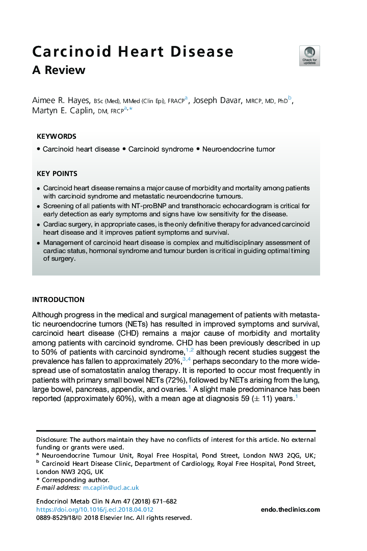 Carcinoid Heart Disease