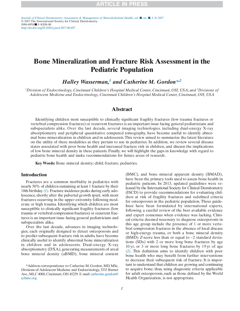 استخراج مواد معدنی و ارزیابی خطر شکستگی در جمعیت اطفال 