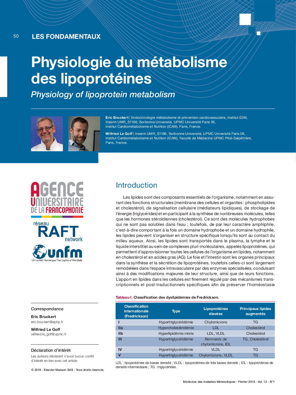 عکس صفحه اول مقاله: Physiologie du métabolisme des lipoprotéines Physiologie du métabolisme des lipoprotéines