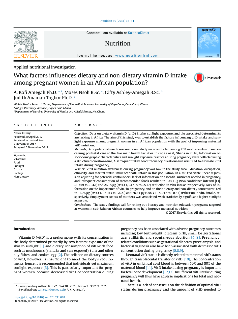 What factors influences dietary and non-dietary vitamin D intake among pregnant women in an African population?