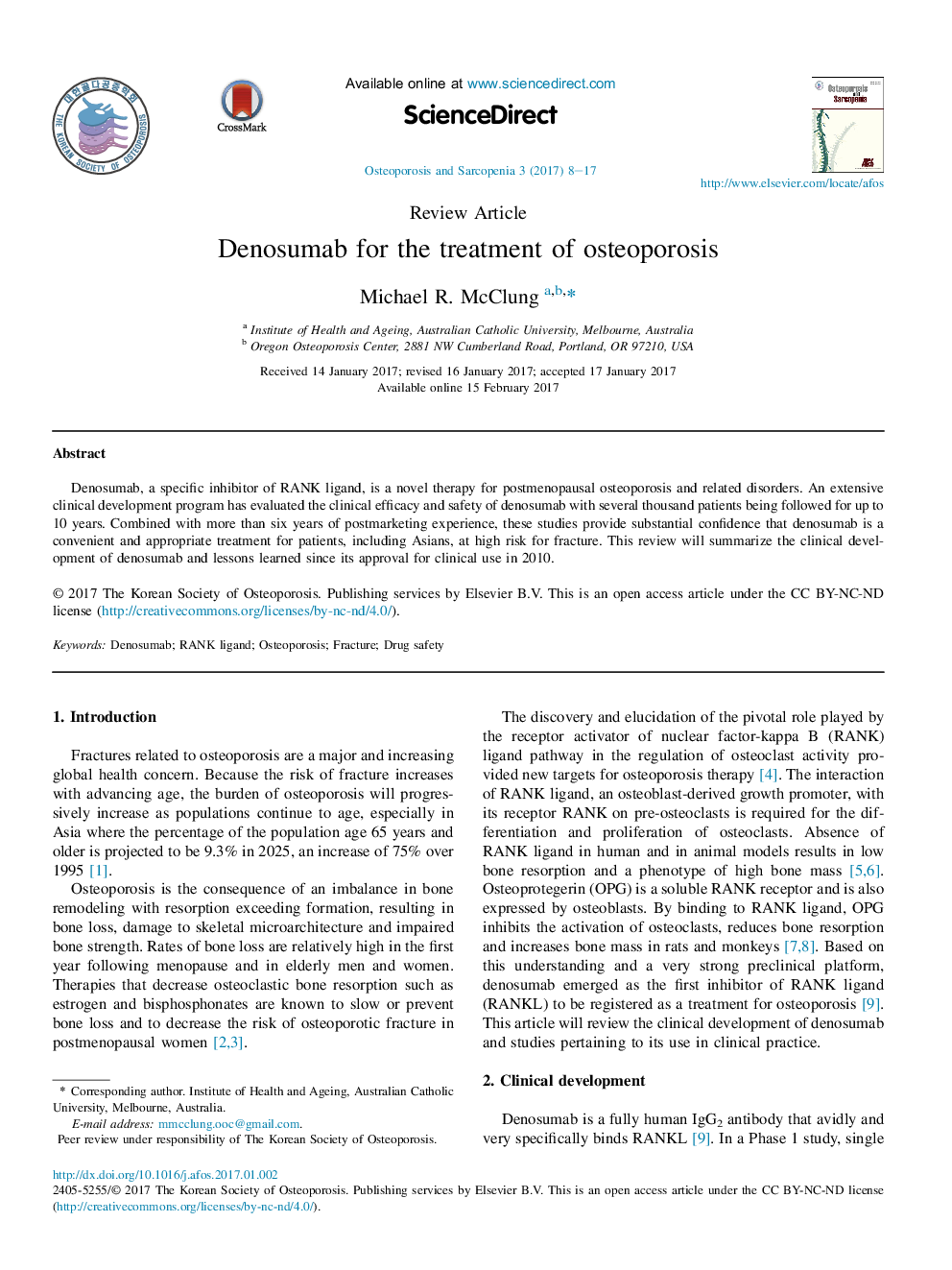 Denosumab for the treatment of osteoporosis