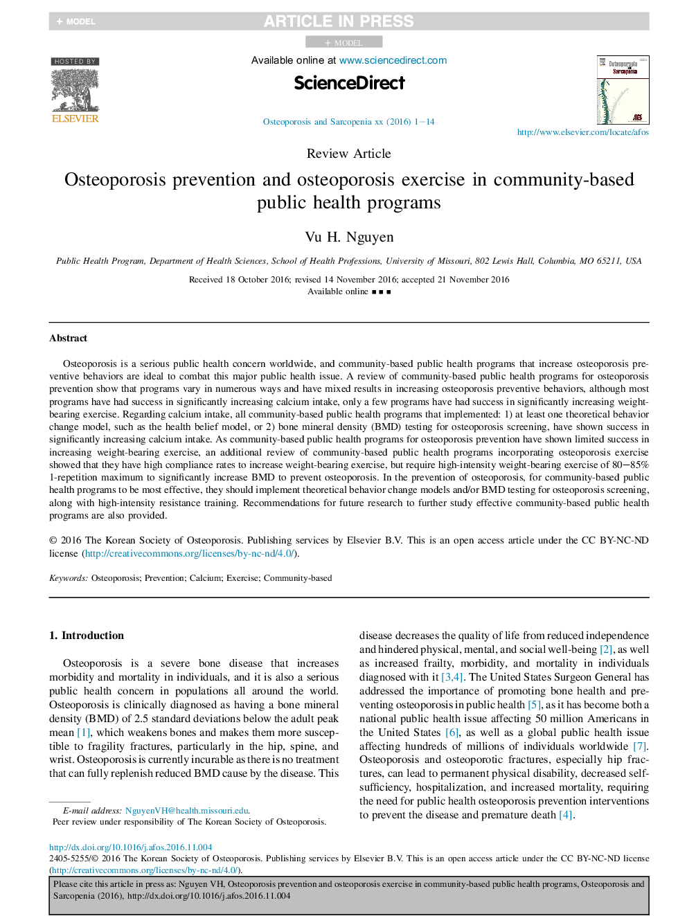 Osteoporosis prevention and osteoporosis exercise in community-based public health programs