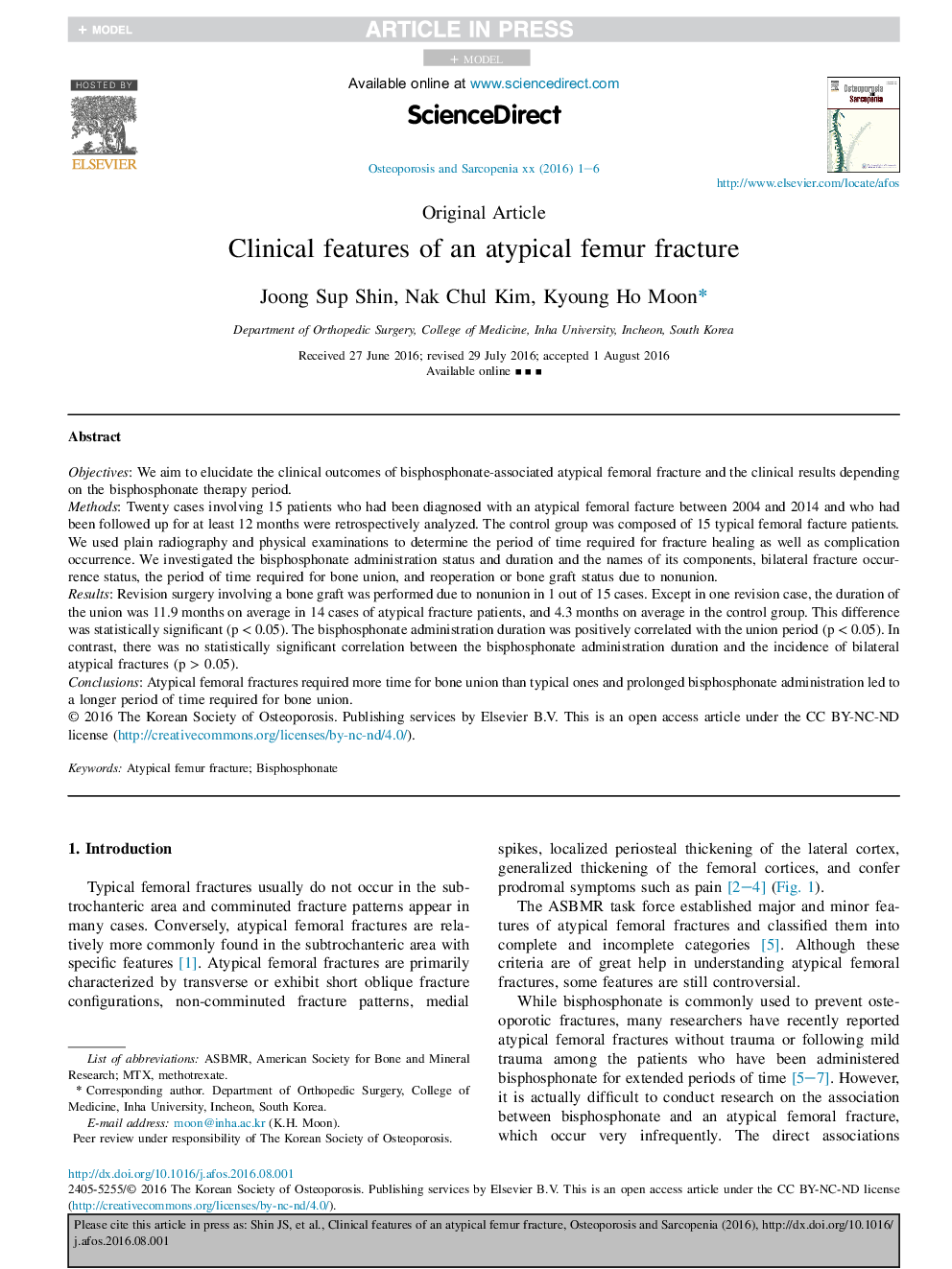 Clinical features of atypical femur fracture