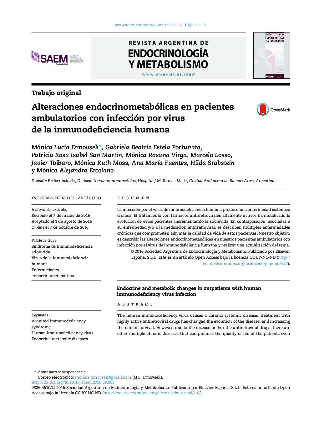 Alteraciones endocrinometabólicas en pacientes ambulatorios con infección por virus de la inmunodeficiencia humana
