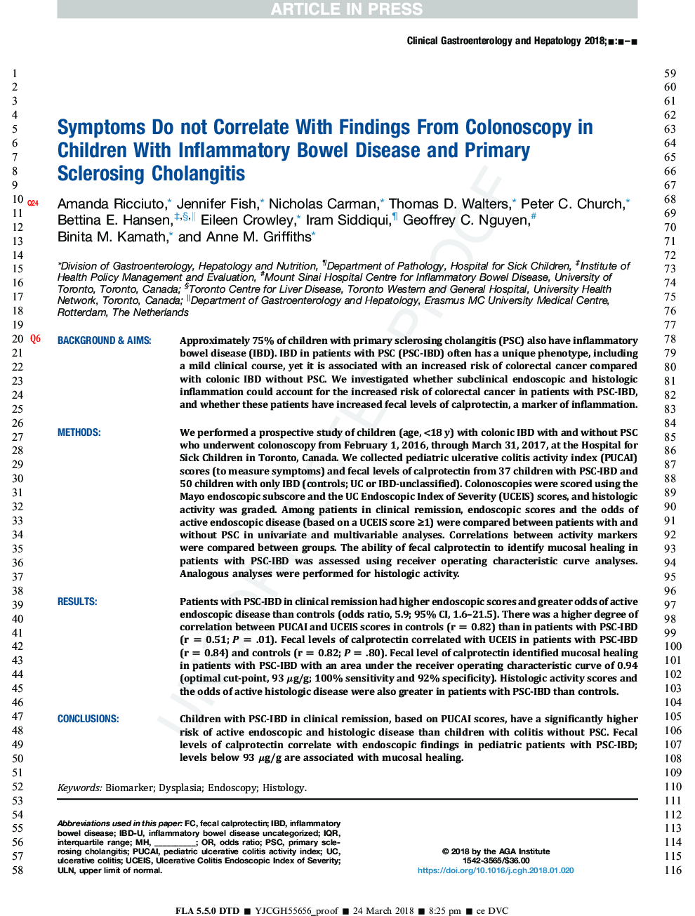 Symptoms Do Not Correlate With Findings From Colonoscopy in Children With Inflammatory Bowel Disease and Primary Sclerosing Cholangitis