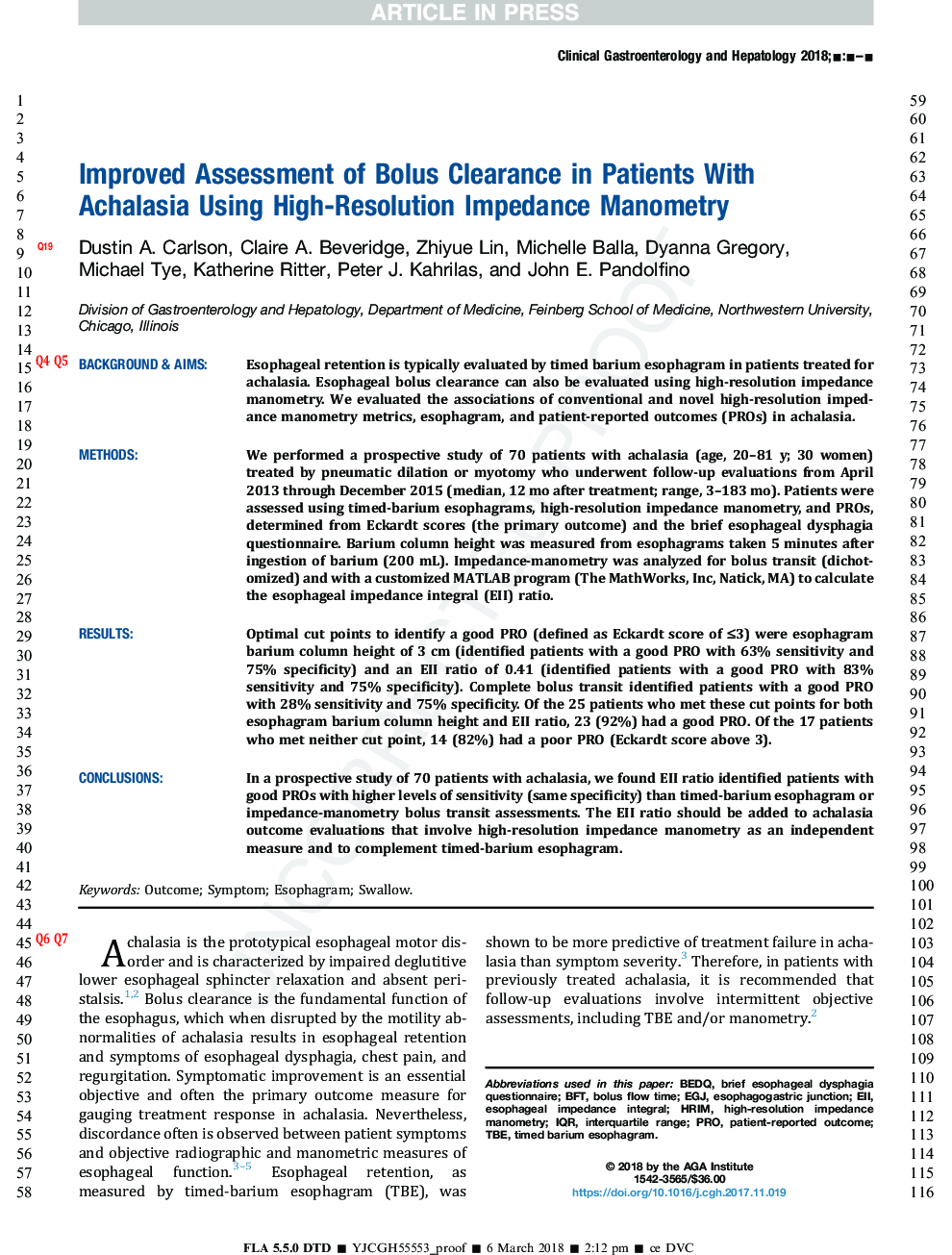 Improved Assessment of Bolus Clearance in Patients With Achalasia Using High-Resolution Impedance Manometry