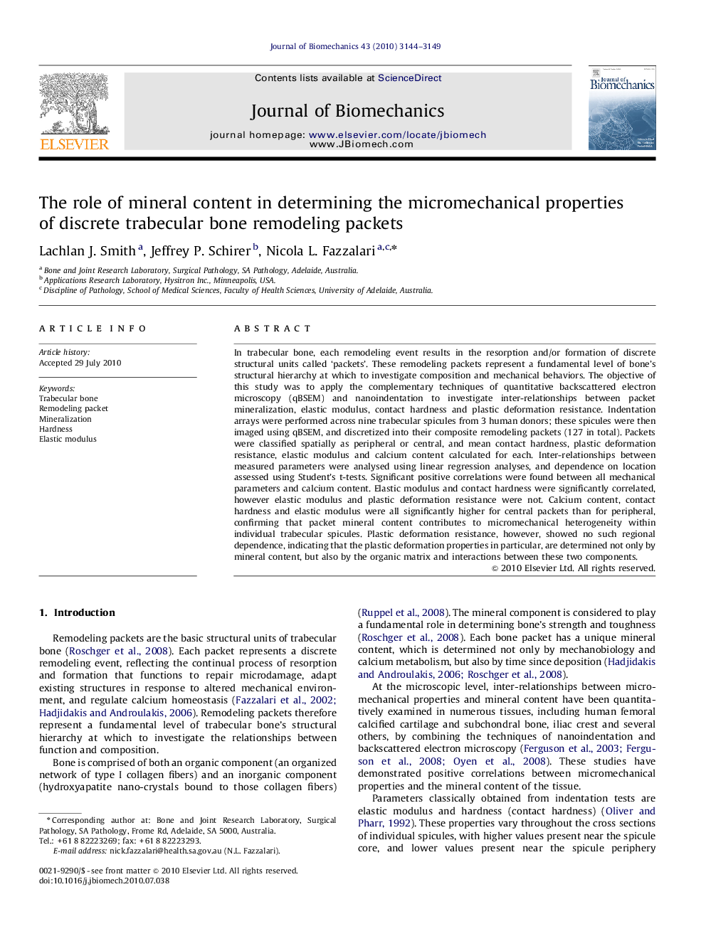 The role of mineral content in determining the micromechanical properties of discrete trabecular bone remodeling packets