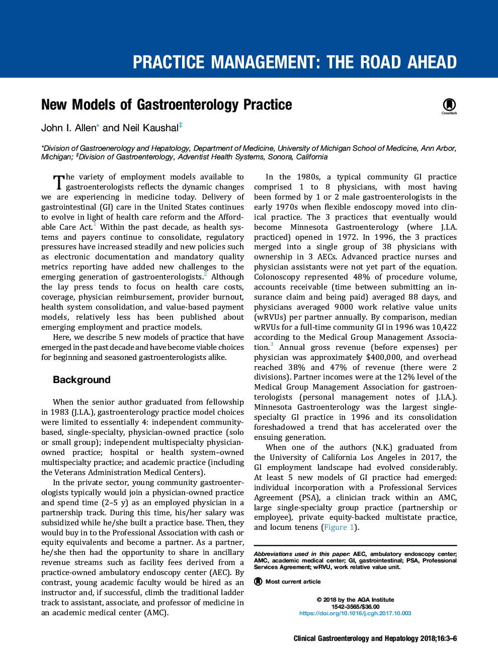 New Models of Gastroenterology Practice