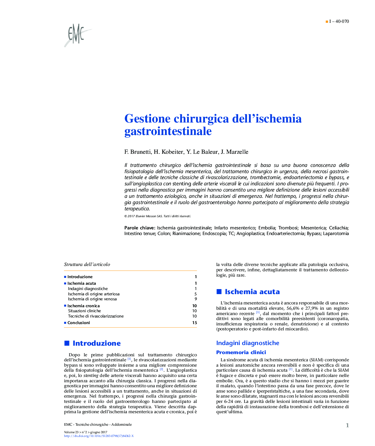 Gestione chirurgica dell'ischemia gastrointestinale