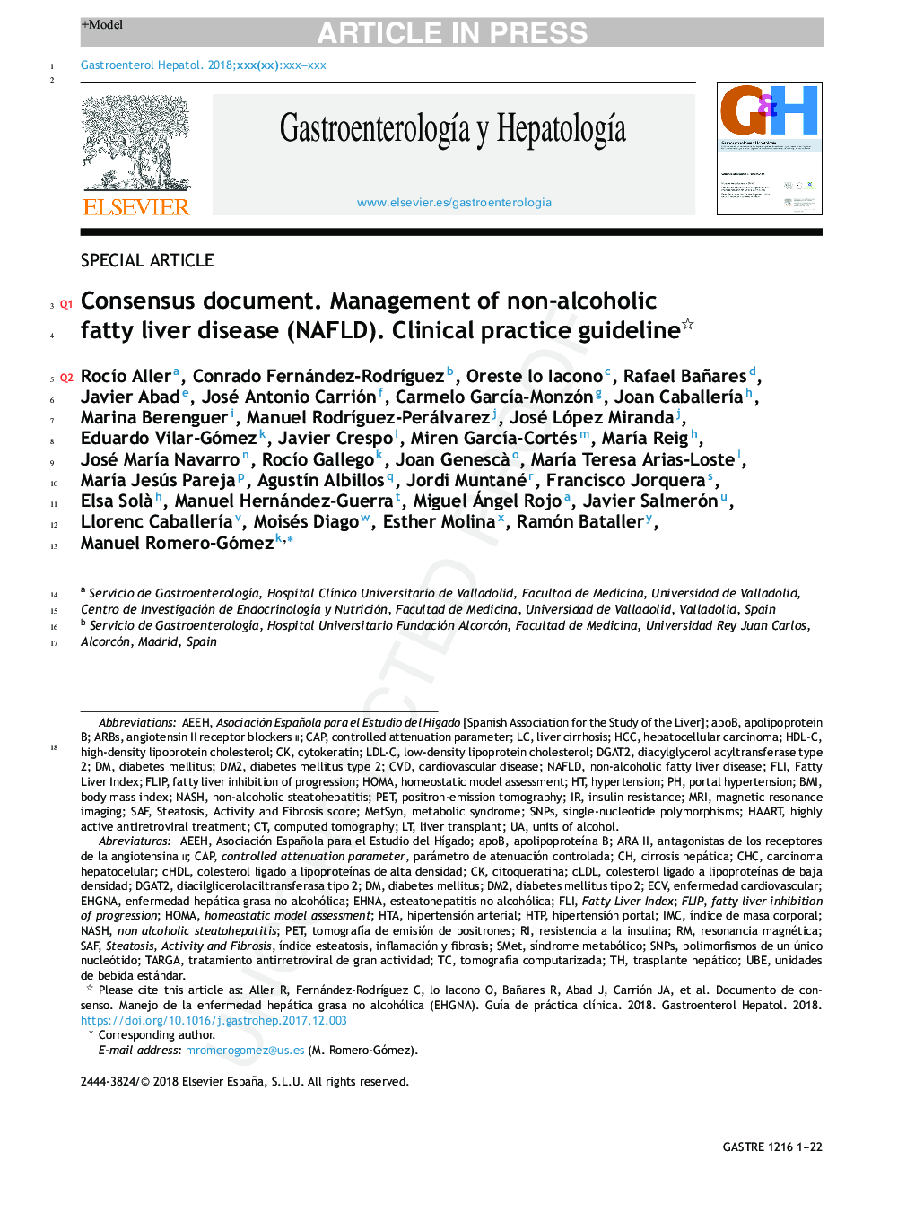 Consensus document. Management of non-alcoholic fatty liver disease (NAFLD). Clinical practice guideline