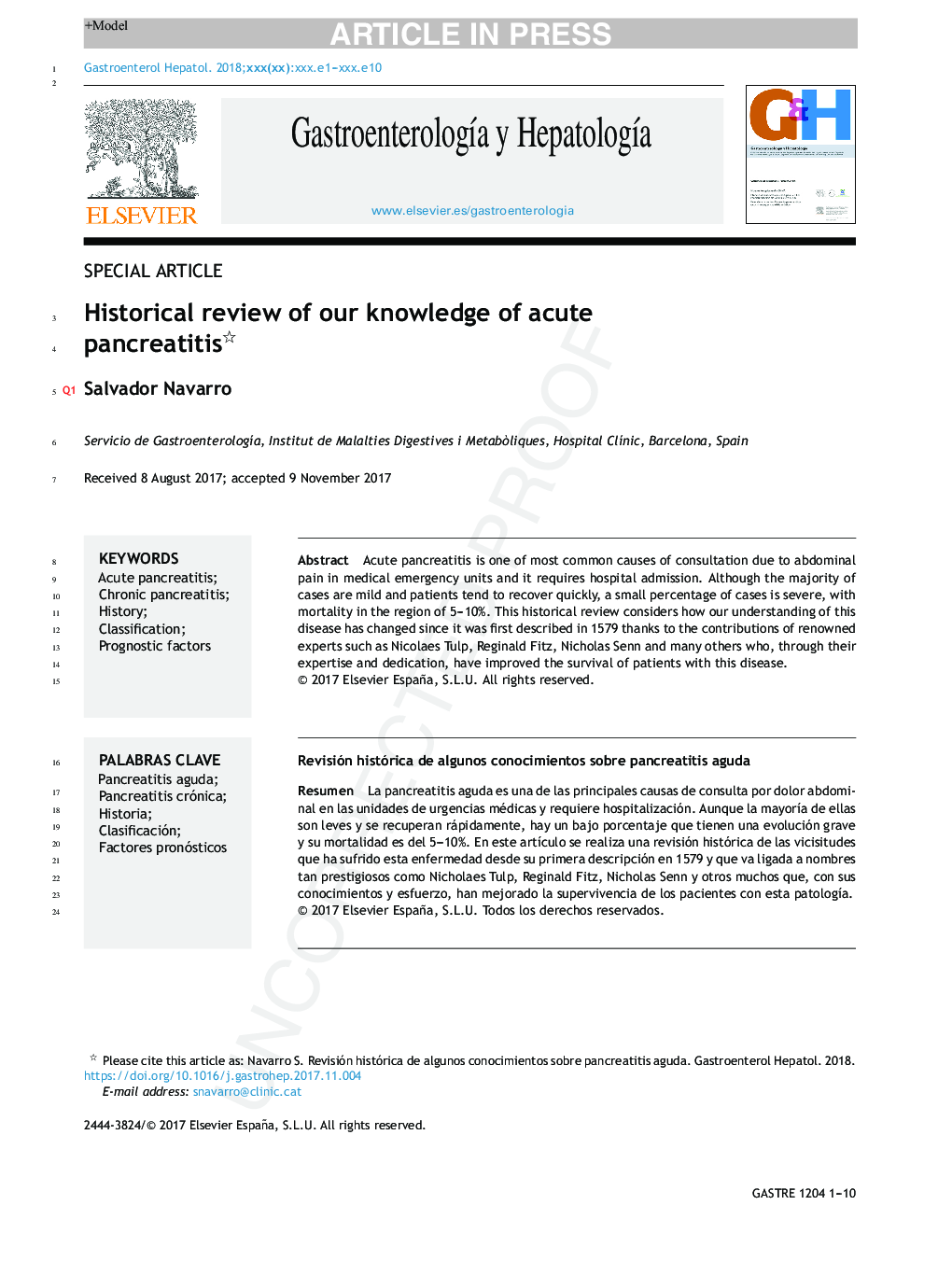 Historical review of our knowledge of acute pancreatitis