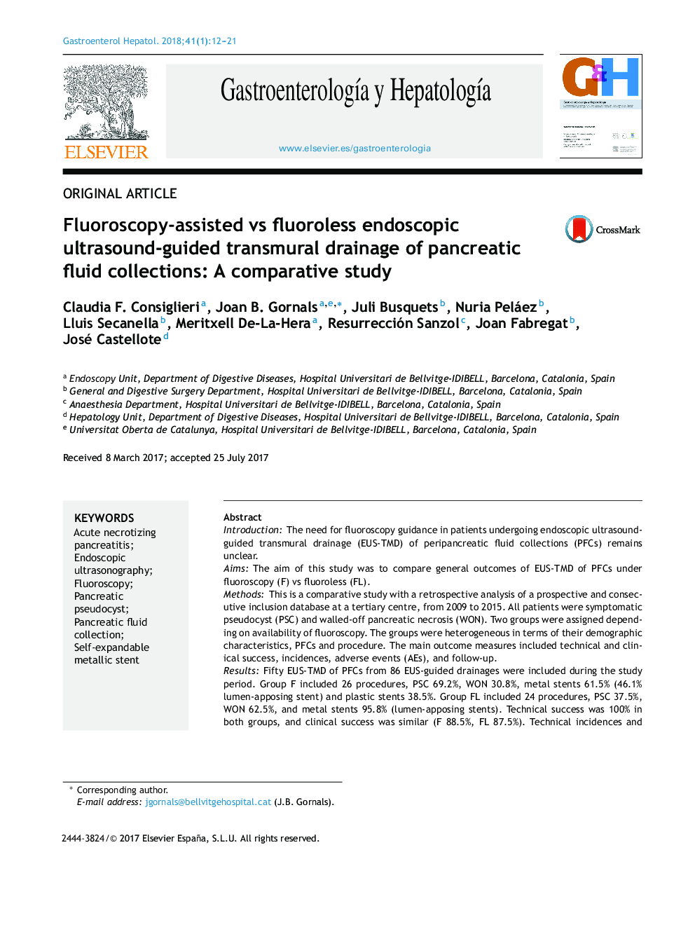 Fluoroscopy-assisted vs fluoroless endoscopic ultrasound-guided transmural drainage of pancreatic fluid collections: A comparative study
