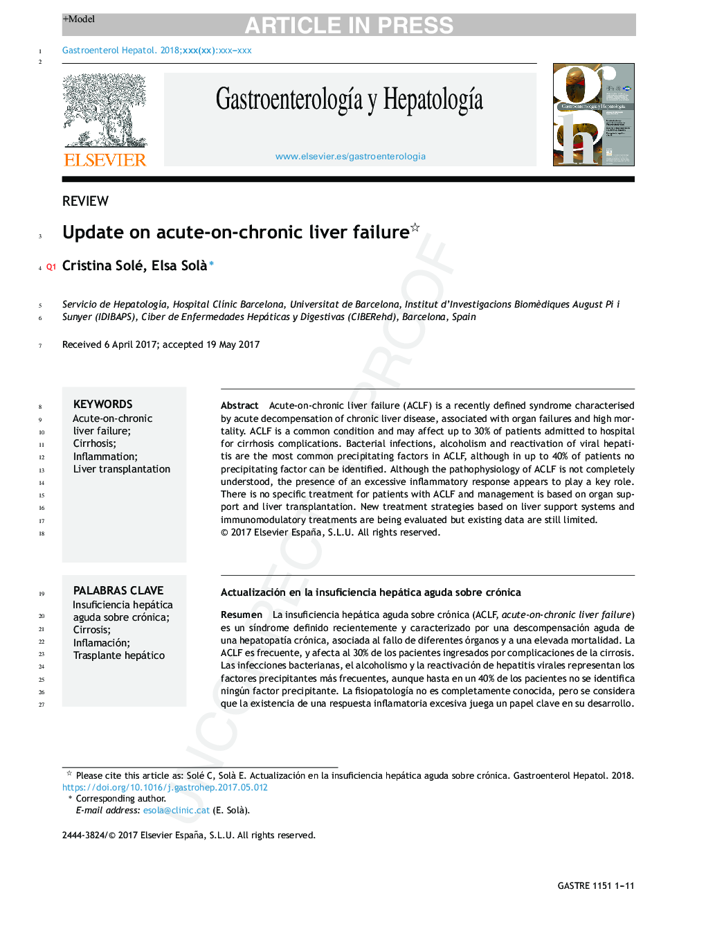 Update on acute-on-chronic liver failure