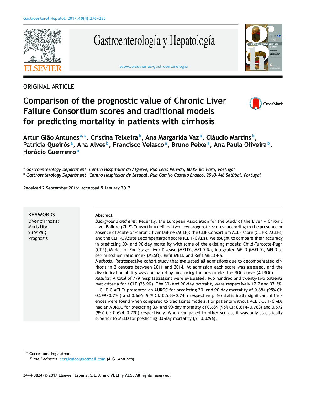 Comparison of the prognostic value of Chronic Liver Failure Consortium scores and traditional models for predicting mortality in patients with cirrhosis