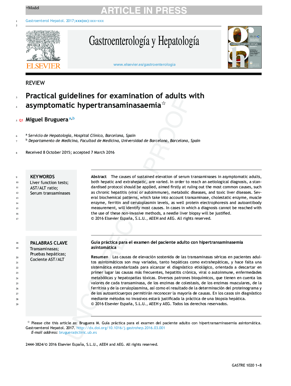 Practical guidelines for examination of adults with asymptomatic hypertransaminasaemia