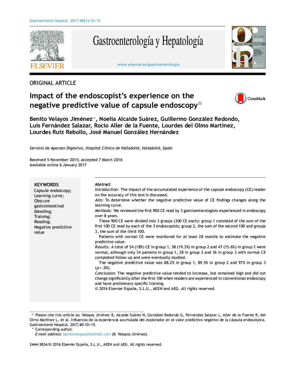 Impact of the endoscopist's experience on the negative predictive value of capsule endoscopy