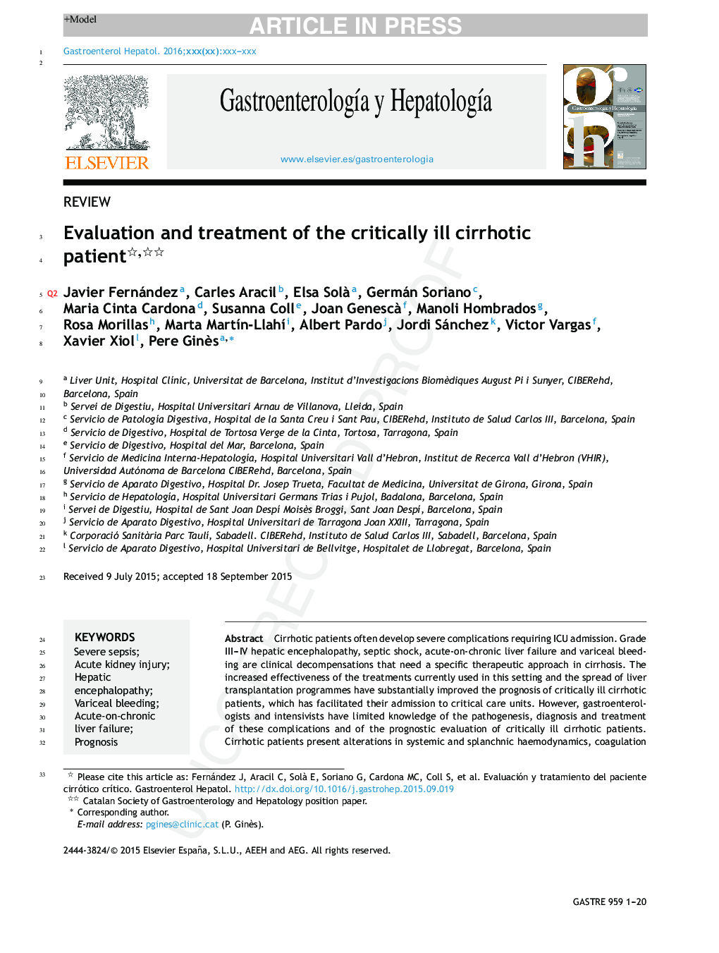 Evaluation and treatment of the critically ill cirrhotic patient