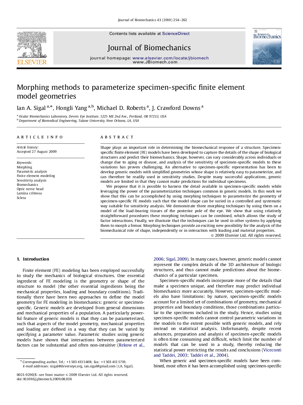 Morphing methods to parameterize specimen-specific finite element model geometries