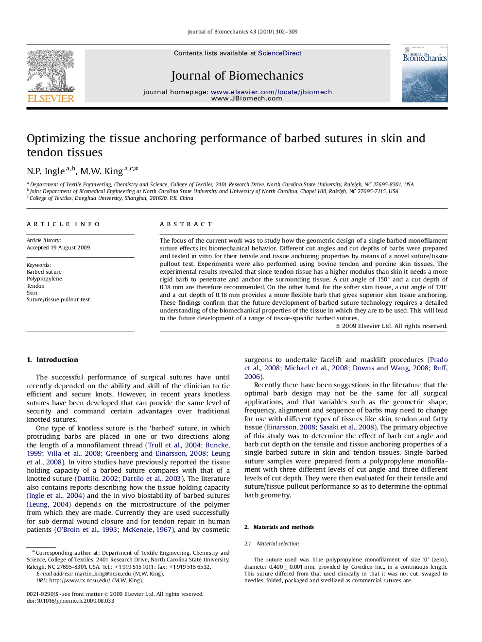 Optimizing the tissue anchoring performance of barbed sutures in skin and tendon tissues