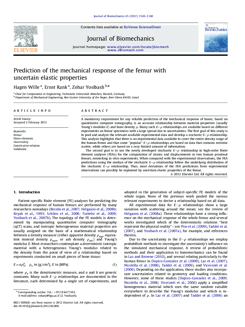 Prediction of the mechanical response of the femur with uncertain elastic properties