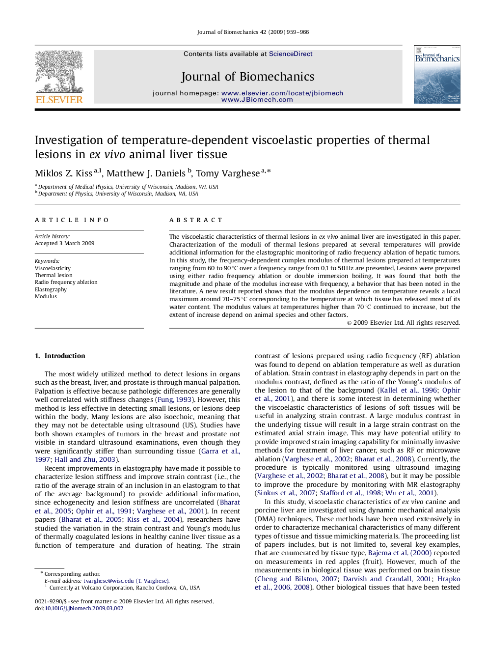 Investigation of temperature-dependent viscoelastic properties of thermal lesions in ex vivo animal liver tissue