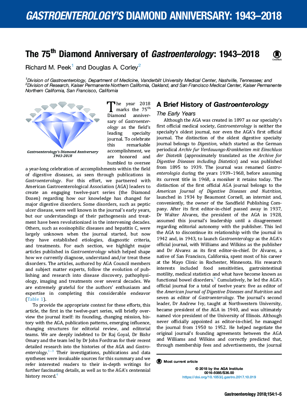 75 سالگرد الماس سالگرد گاسترواندرولوژی: 1943 - 2018 