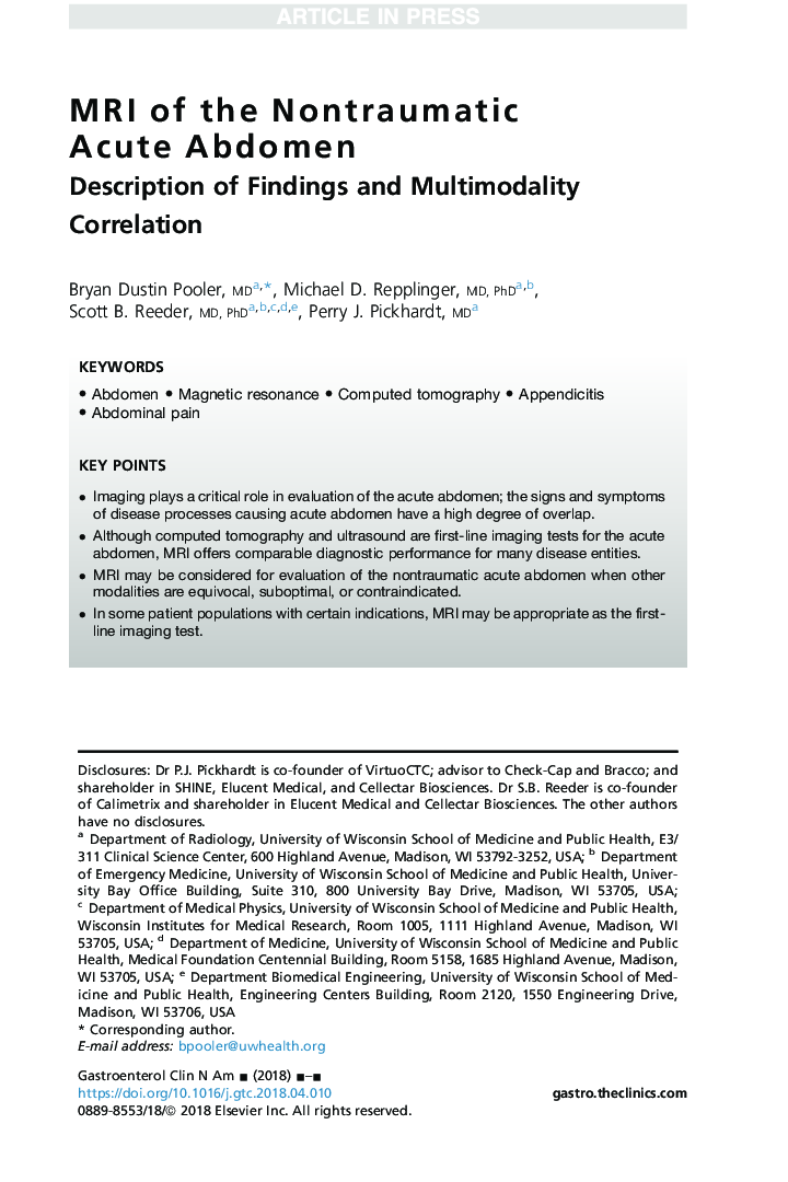 MRI of the Nontraumatic Acute Abdomen