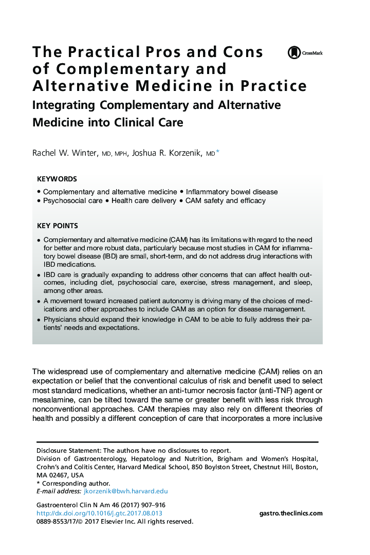 The Practical Pros and Cons of Complementary and Alternative Medicine in Practice