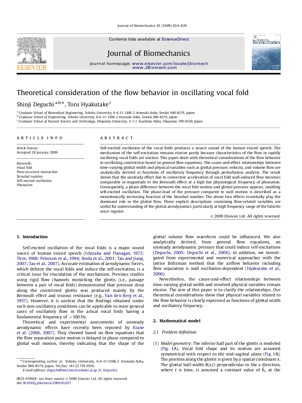 Theoretical consideration of the flow behavior in oscillating vocal fold