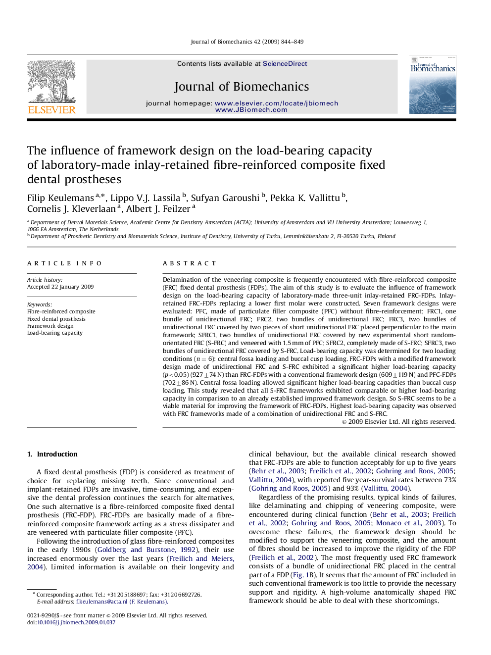 The influence of framework design on the load-bearing capacity of laboratory-made inlay-retained fibre-reinforced composite fixed dental prostheses