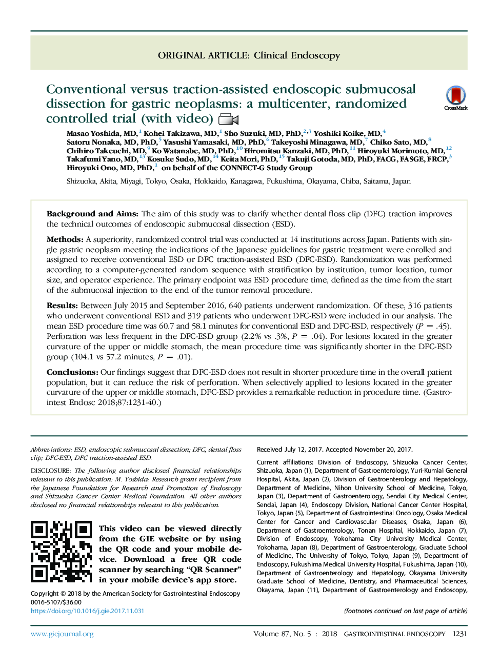 Conventional versus traction-assisted endoscopic submucosal dissection for gastric neoplasms: a multicenter, randomized controlled trial (with video)