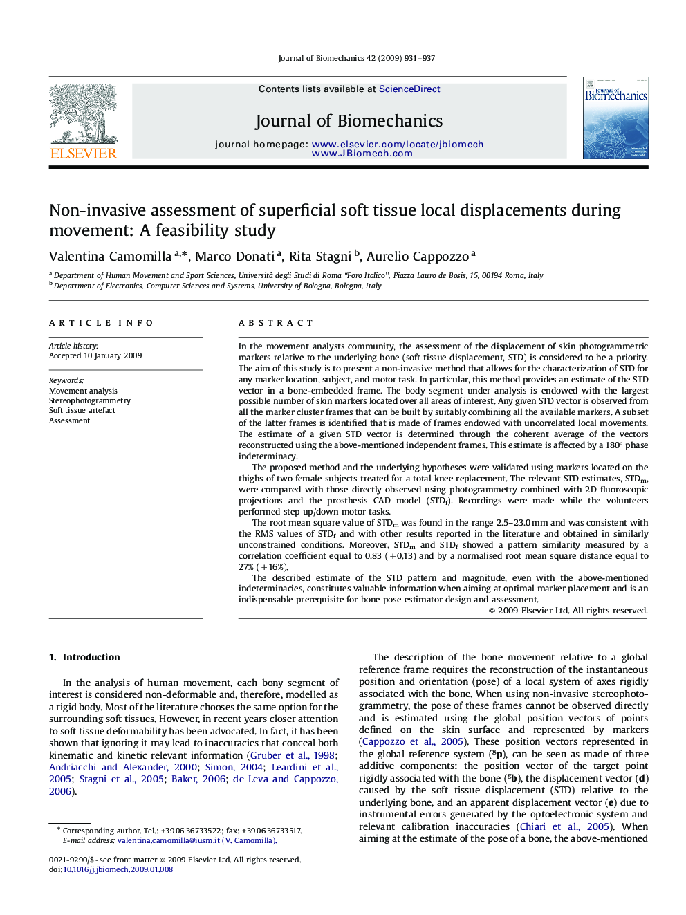 Non-invasive assessment of superficial soft tissue local displacements during movement: A feasibility study