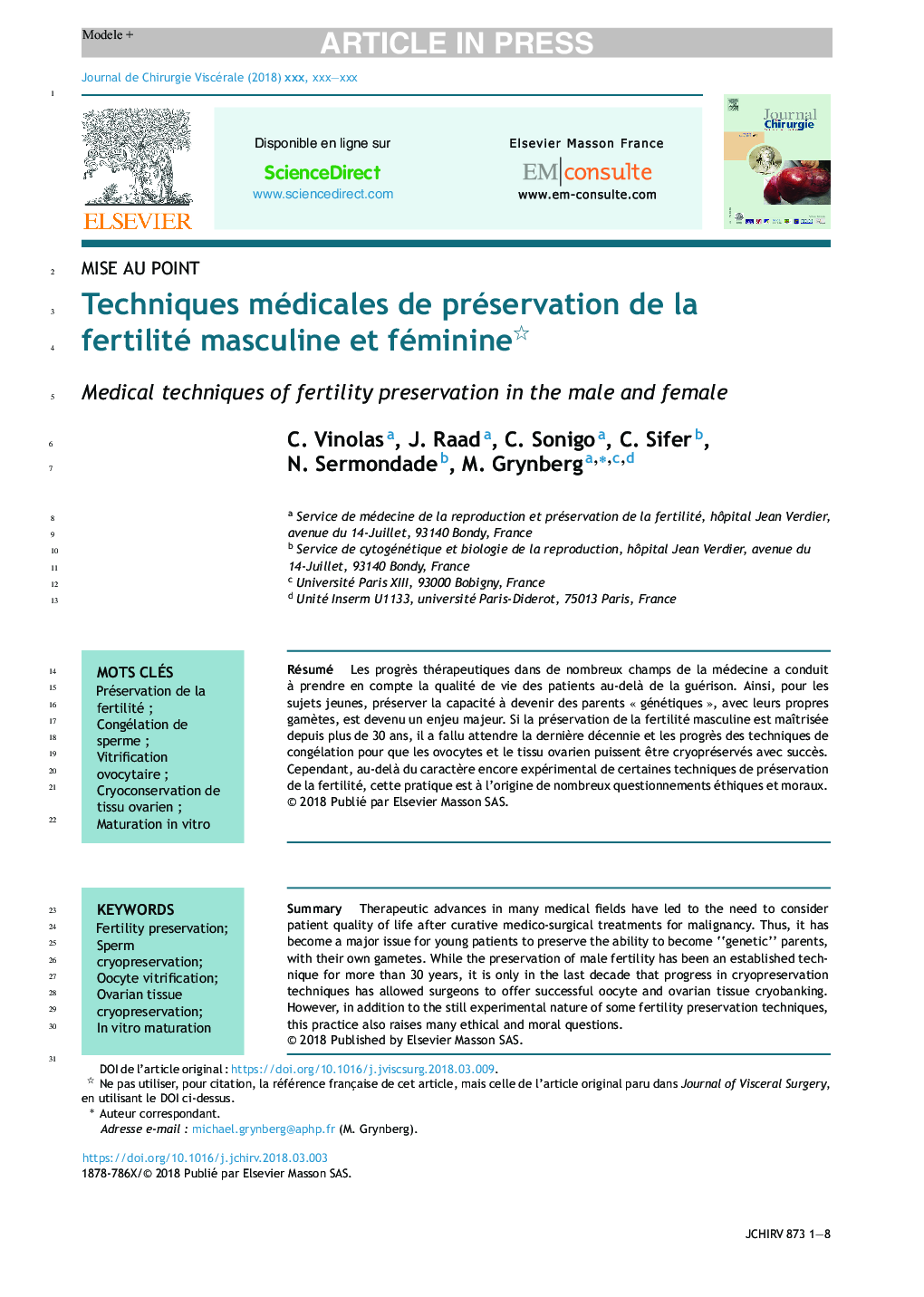 Techniques médicales de préservation de la fertilité masculine et féminine