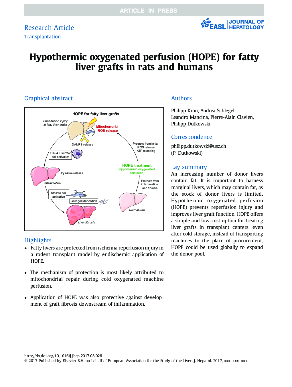 Hypothermic oxygenated perfusion (HOPE) for fatty liver grafts in rats and humans