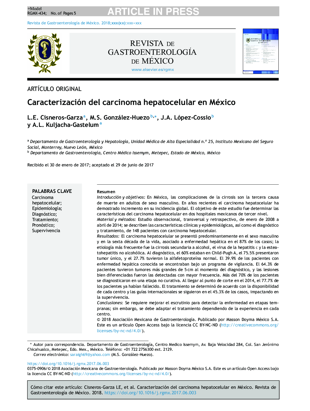 Caracterización del carcinoma hepatocelular en México