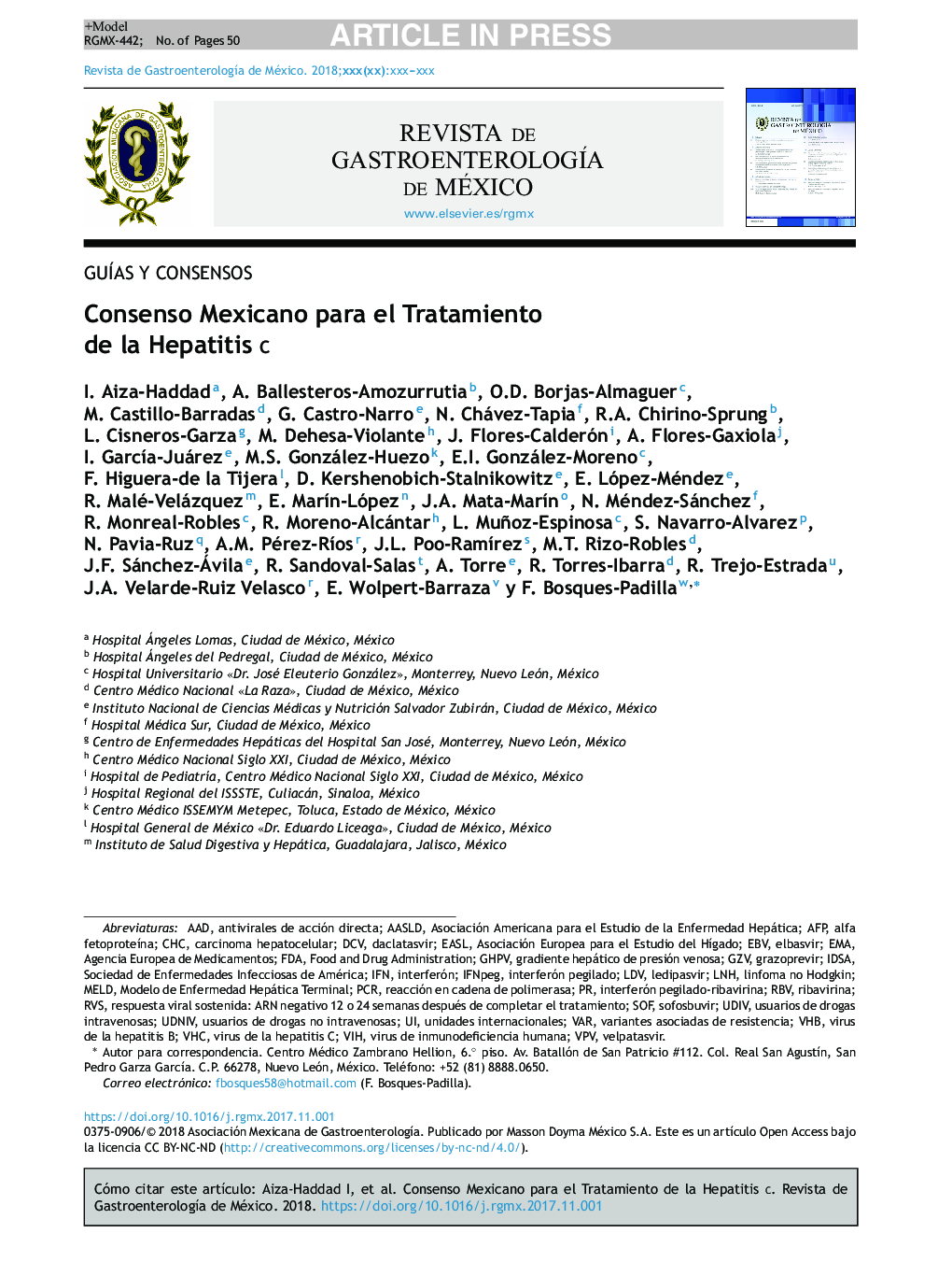 Consenso Mexicano para el Tratamiento de la Hepatitis C