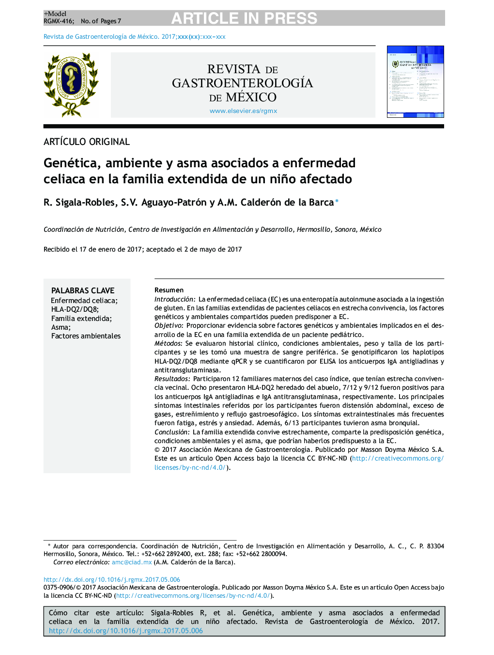 Genética, ambiente y asma asociados a enfermedad celiaca en la familia extendida de un niño afectado