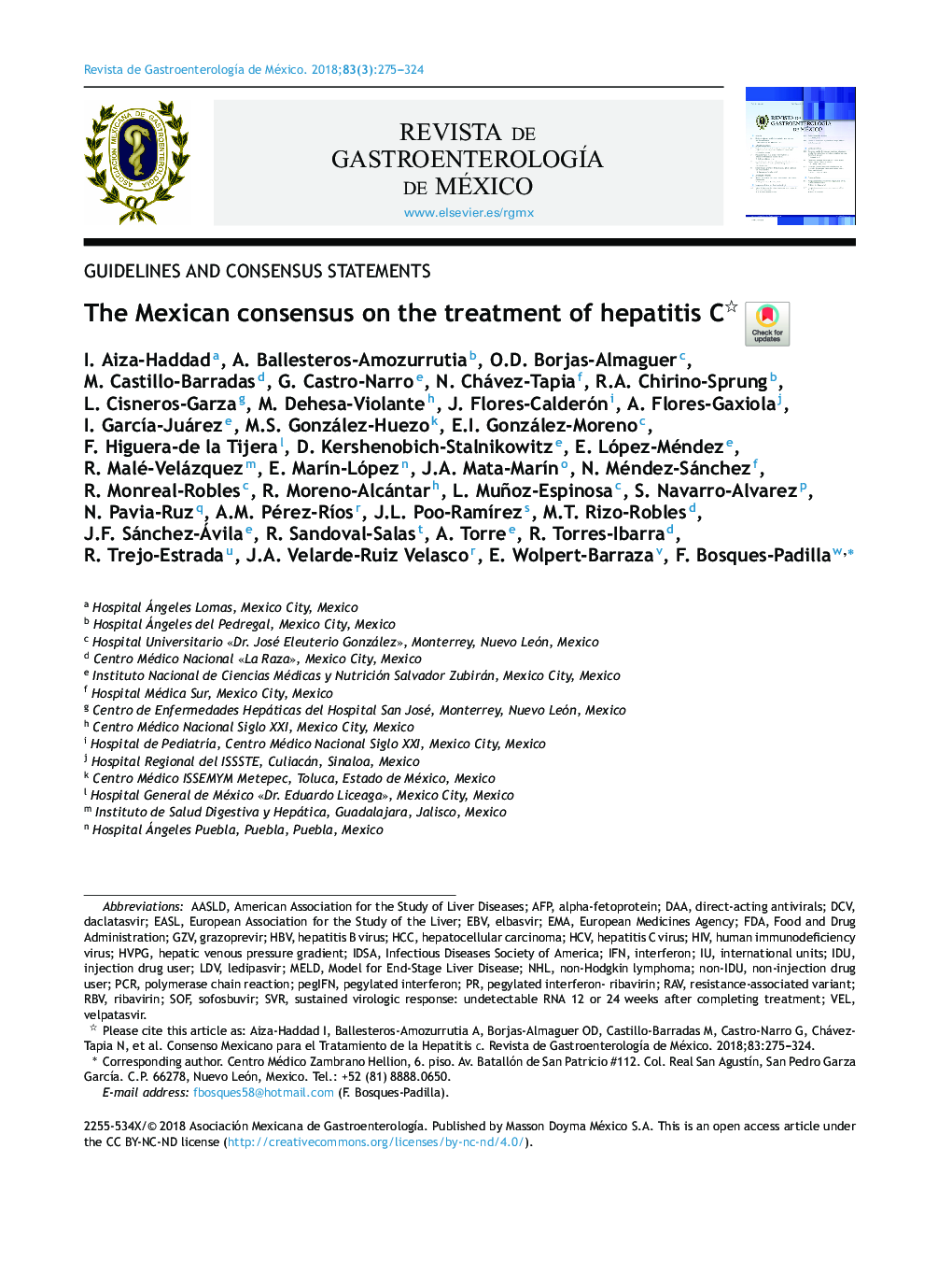 The Mexican consensus on the treatment of hepatitis C