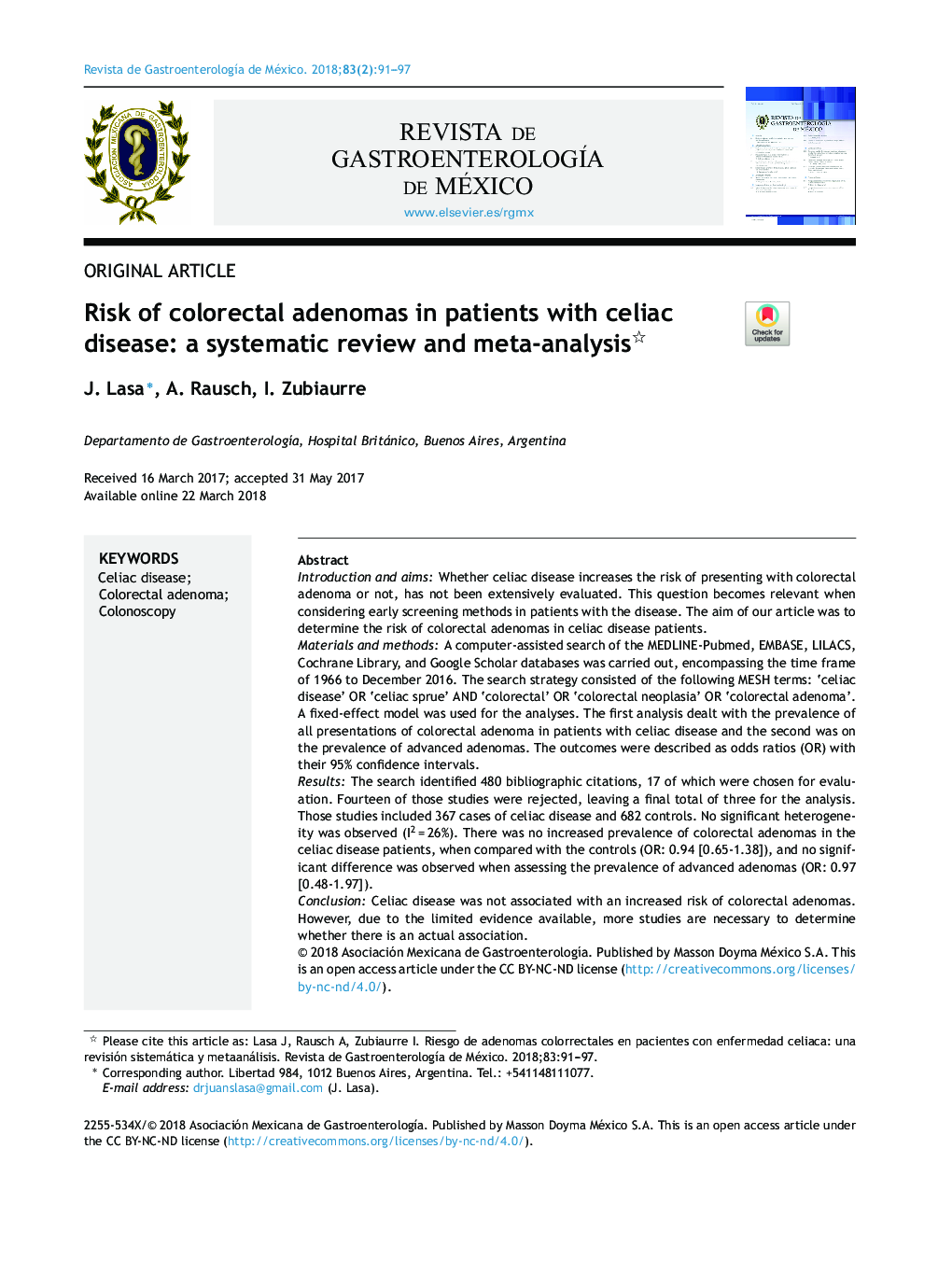 Risk of colorectal adenomas in patients with celiac disease: a systematic review and meta-analysis