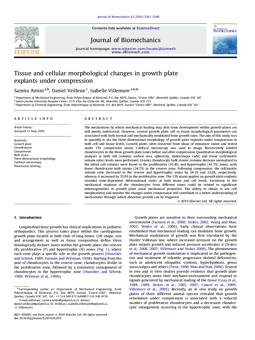 Tissue and cellular morphological changes in growth plate explants under compression