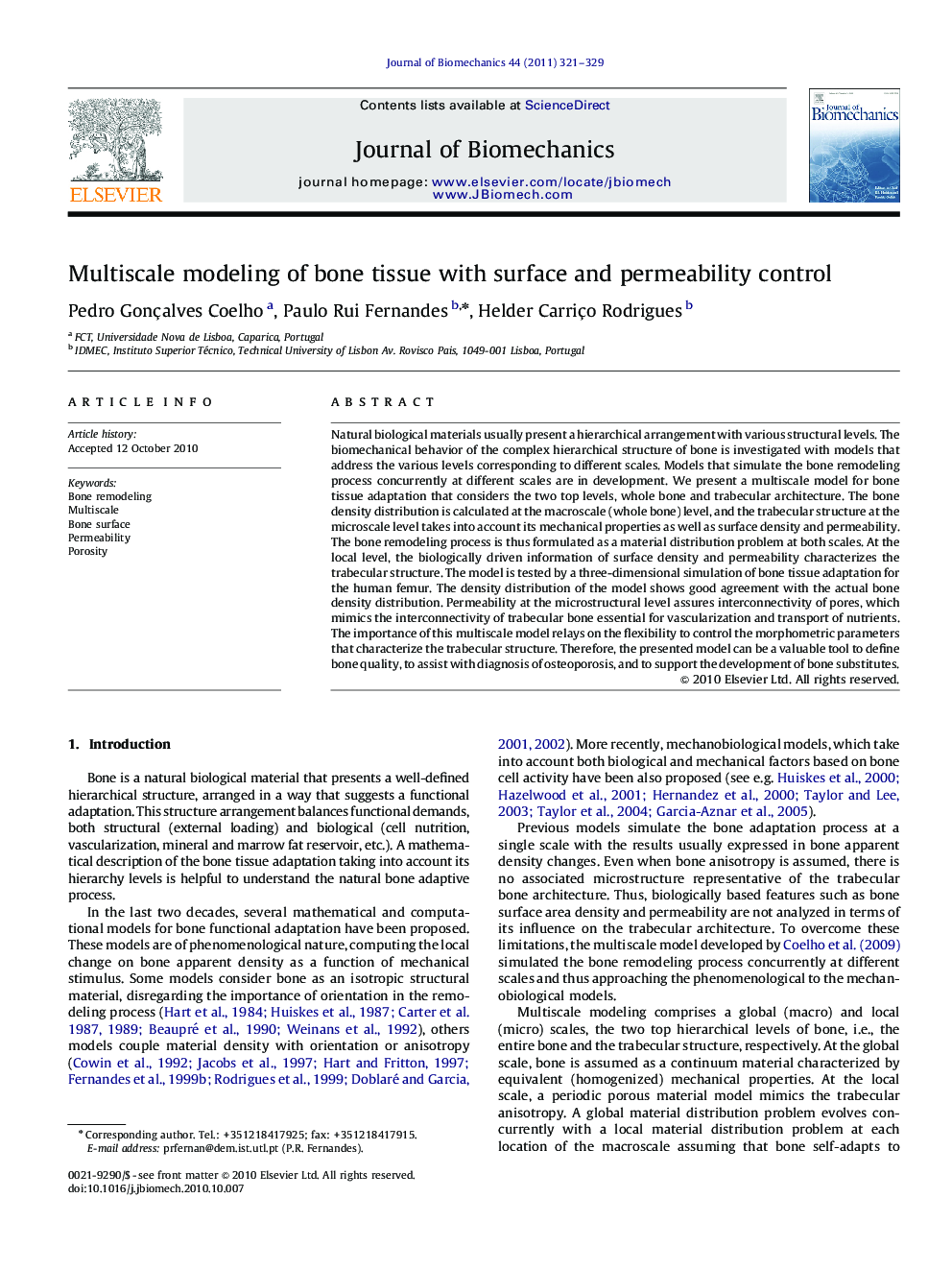 Multiscale modeling of bone tissue with surface and permeability control