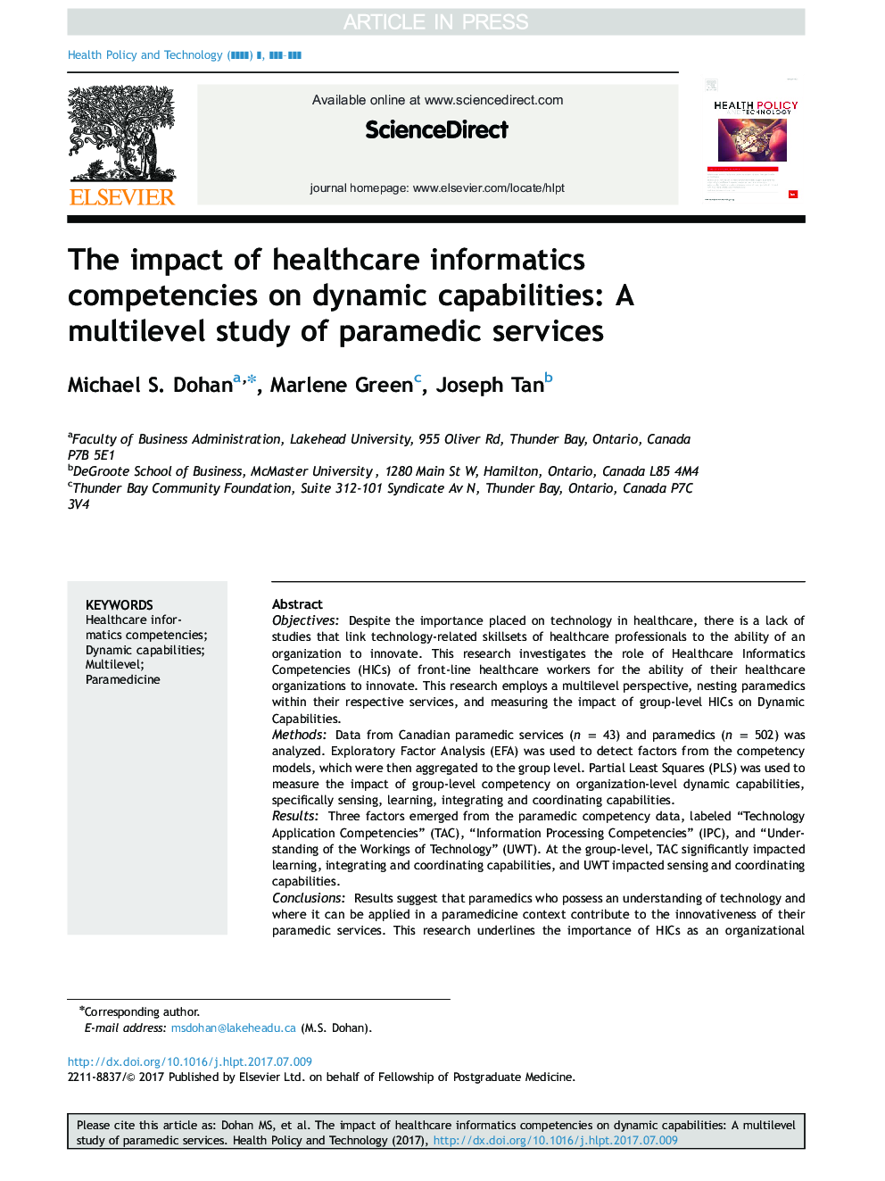 تأثیر صلاحیت های فناوری اطلاعات سلامت بر توانایی های پویا: مطالعه چند مرحله ای خدمات فراملی 